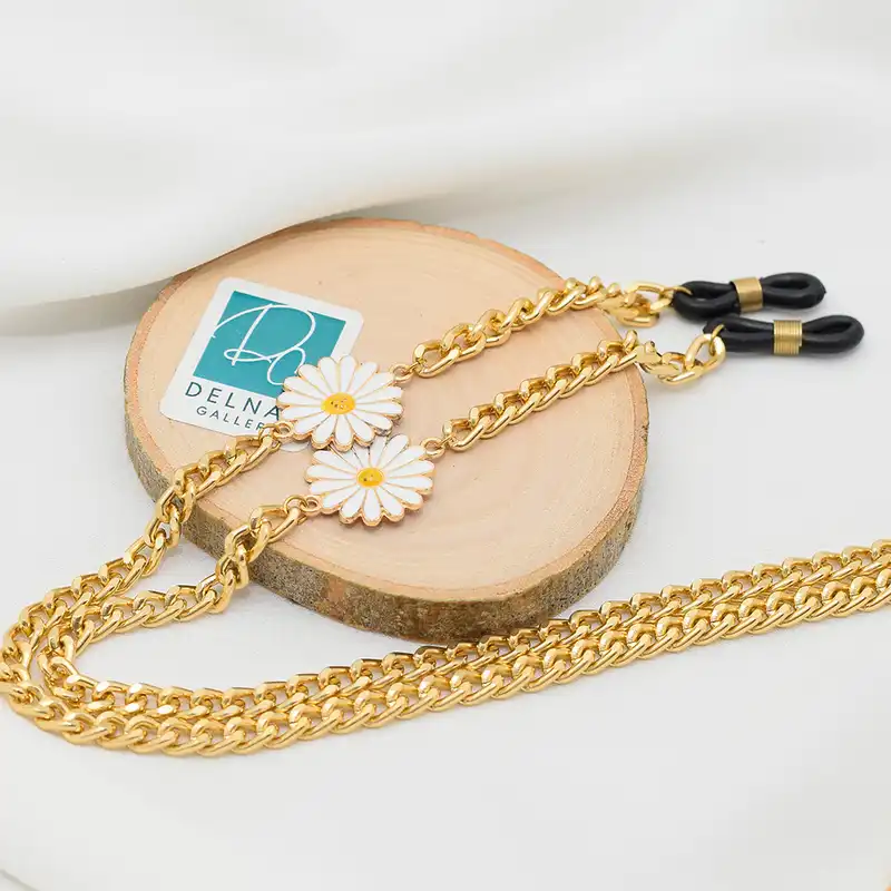 بند عینک دلنار گالری مدل زنجیر و بابونه