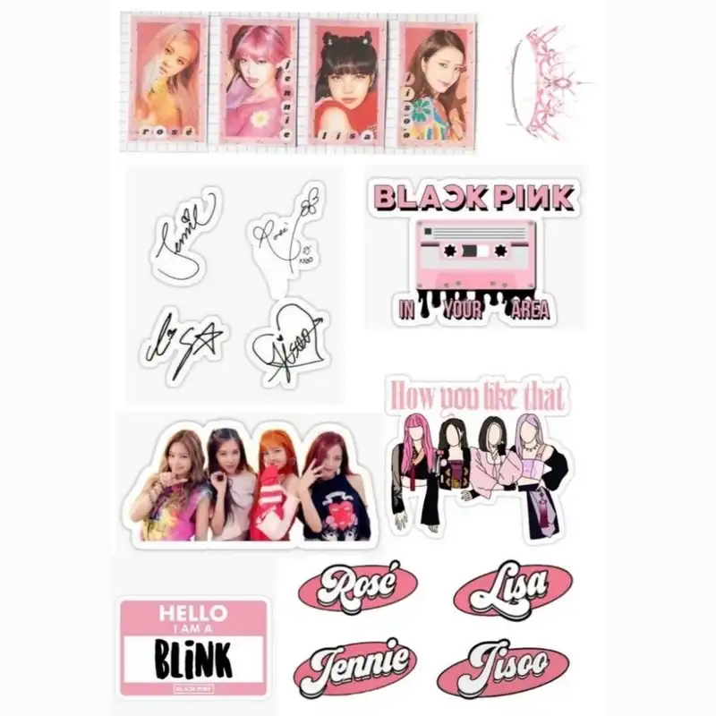 استیکر لپ تاپ طرح بلک پینک مجموعه 14 عددی