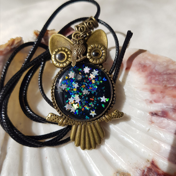 گردنبند دخترانه مدل رزینی طرح جغد