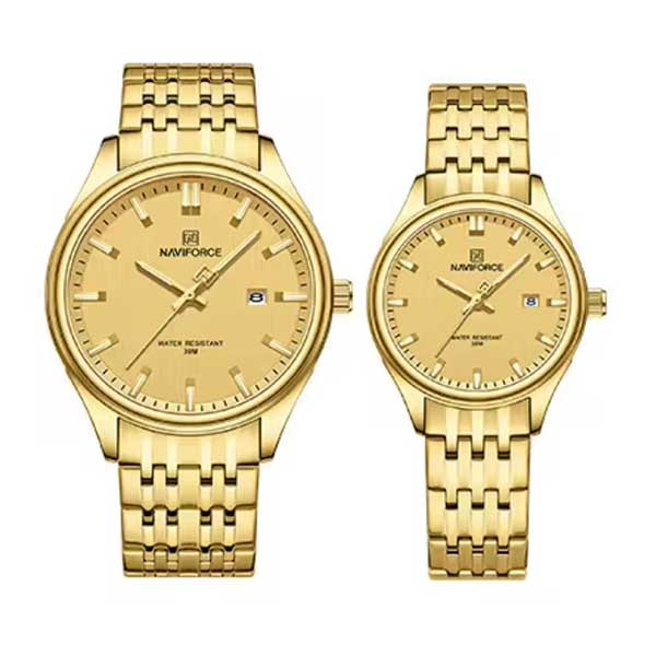 ست ساعت مچی عقربه ای زنانه و مردانه نیوی فورس مدل NF8039LG  GGG