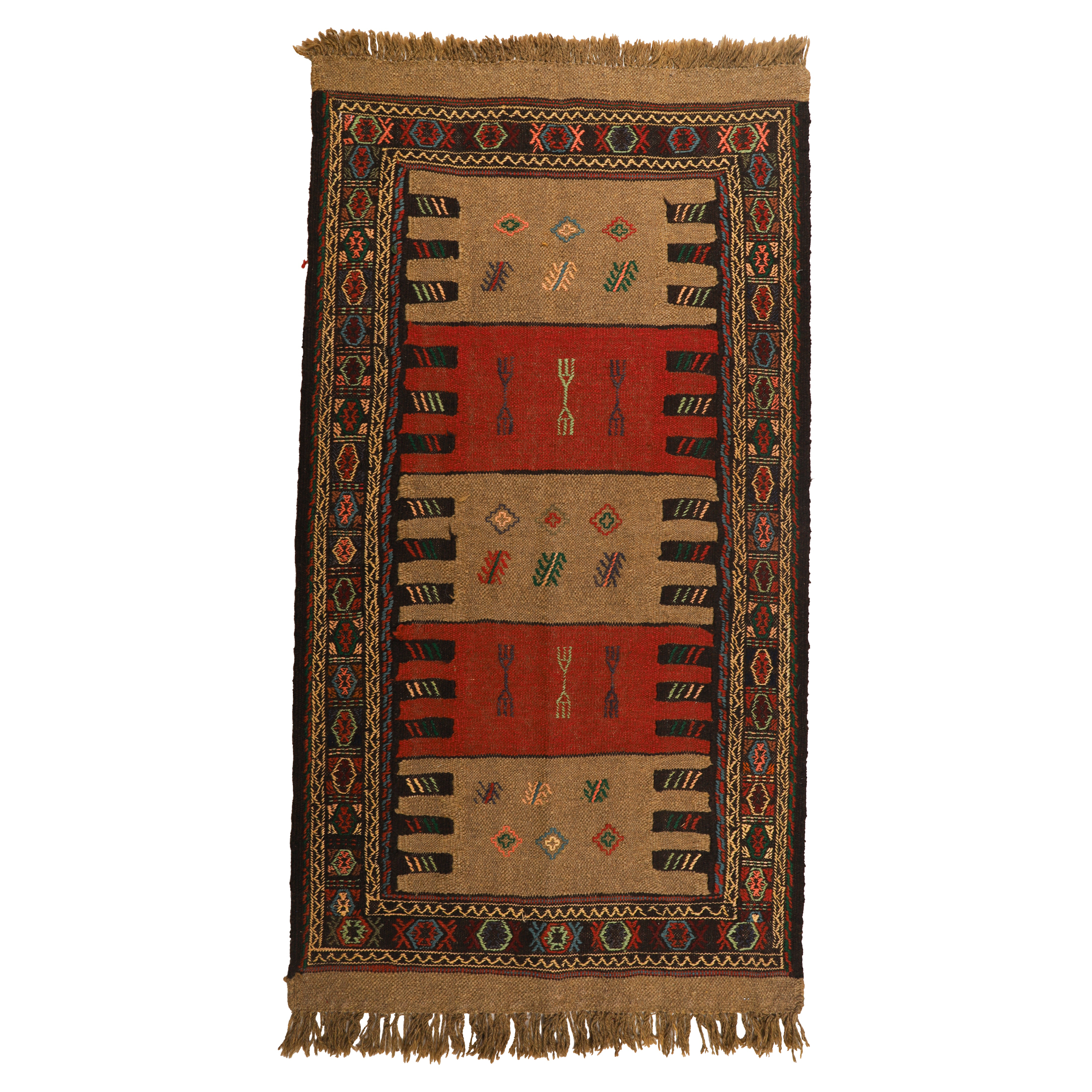 گلیم دستبافت دومتری طرح سفره کردی کد 140472