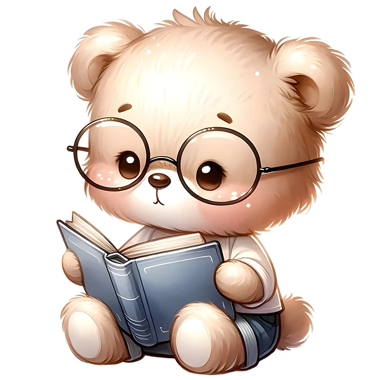 استیکر پارچه و لباس پاد آفرین مدل خرس کتاب خوان کد DKST645