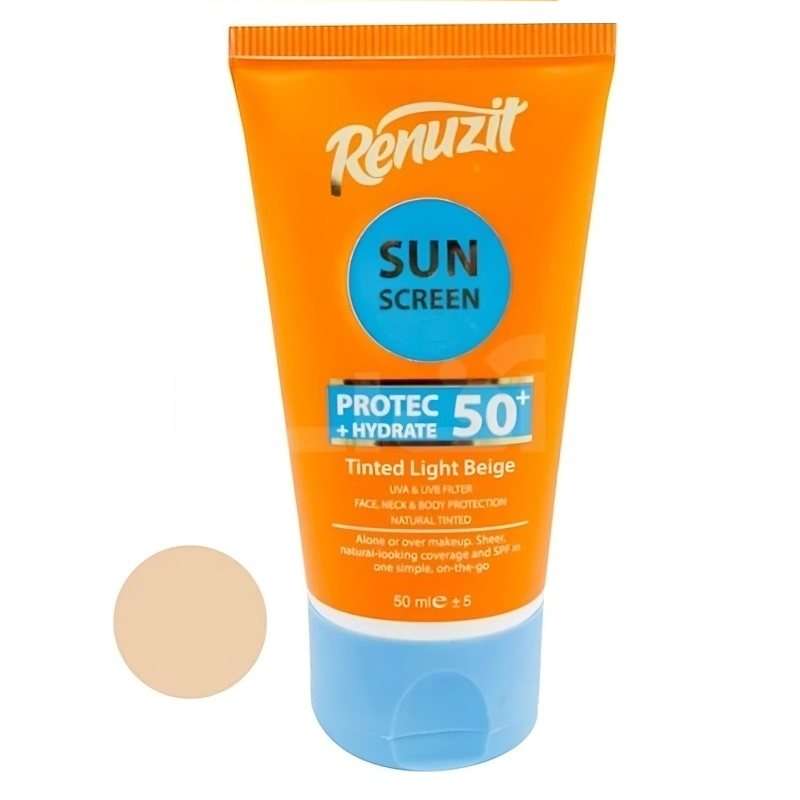 کرم ضد آفتاب رنگی رینوزیت SPF 50 مدل 01 ‌محافظ UVA ،UVB و PA+++، ضد حساسیت، ضد چروک و ضد پیری، مناسب انواع پوست حجم 50 میلی لیتر