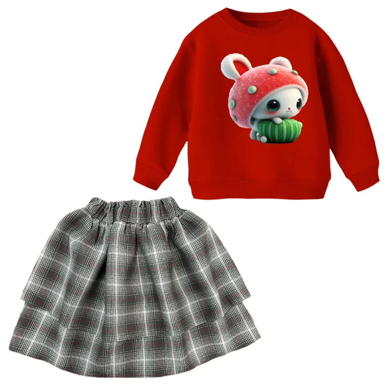 ست سویشرت و دامن دخترانه مدل خرس کریسمس کد 9