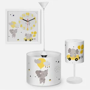 لوستر کودک مدل فیل و ماشین کد EL-Y-4772 به همراه آباژور و ساعت