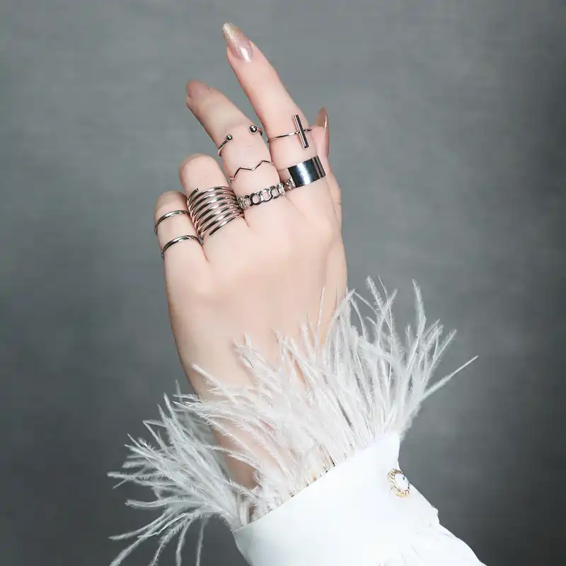 انگشتر زنانه مدل ساده کد 1130028 مجموعه 8 عددی