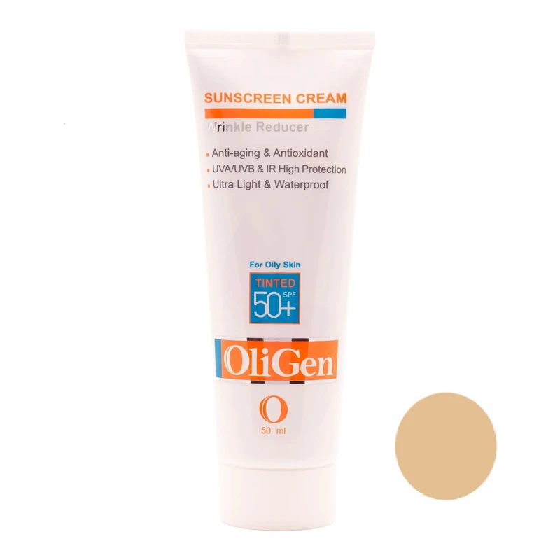 کرم ضد آفتاب رنگی الی ژن spf 50 مدل 04 مناسب پوست چرب حجم 50 میلی لیتر