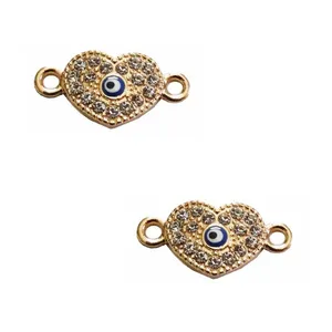 آویز دستبند دخترانه مدل قلب نگین دار و چشم نظر کد 152 بسته 2 عددی