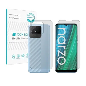 Rockspace HyGEL model clear screen protector suitable for Realme Narzo 50a mobile phone along with the phone back protector