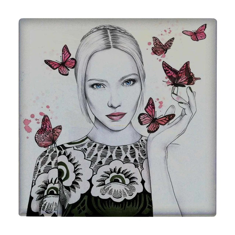 زیر لیوانی طرح بانو و پروانه ها کد    3273196_593