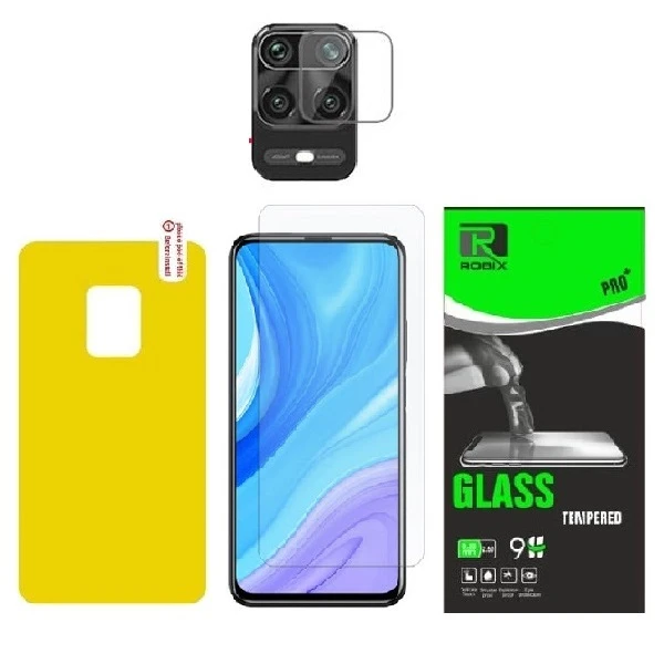 محافظ صفحه نمایش روبیکس مدل SA مناسب برای گوشی موبایل شیائومی Redmi Note 9pro به همراه محافظ لنز دوربین و محافظ پشت گوشی