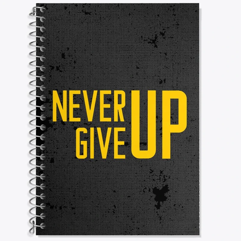 دفتر زبان 50 برگ خندالو مدل دو خط طرح Never Give Up کد 10040