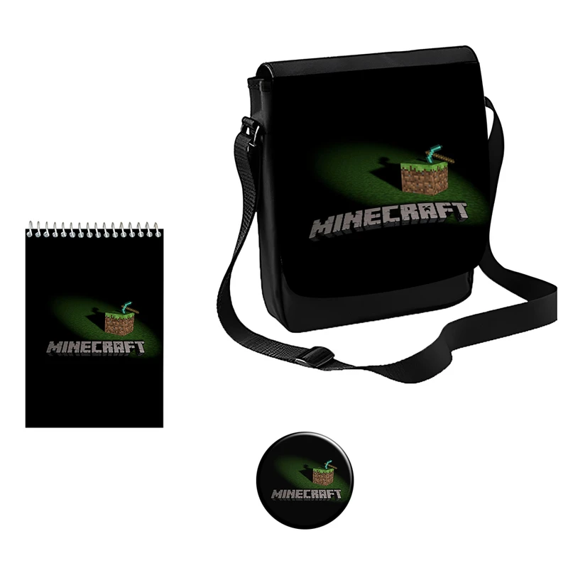 کیف دوشی مدل ماینکرافت طرح  Minecraft کد s2 به همراه دفتر یادداشت و پیکسل