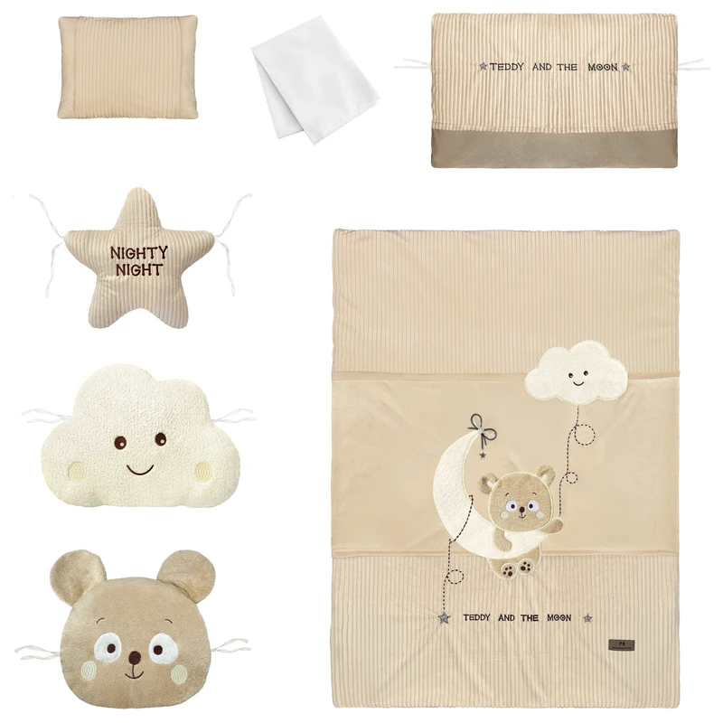 سرویس روتختی ۷ تکه کودک پینک بلو طرح خرس و ماه