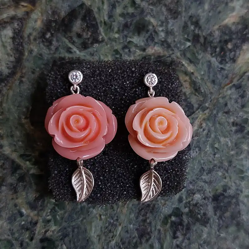 گوشواره نقره زنانه مدل گل رز