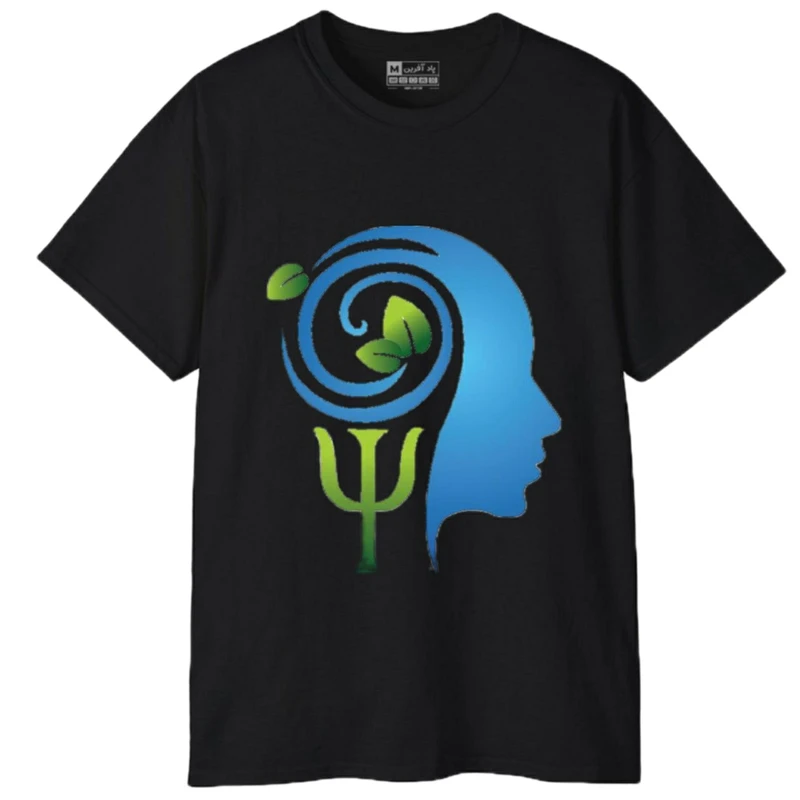 تی‌شرت آستین کوتاه مردانه پاد آفرین مدل روانشناسی کد 545 رنگ مشکی