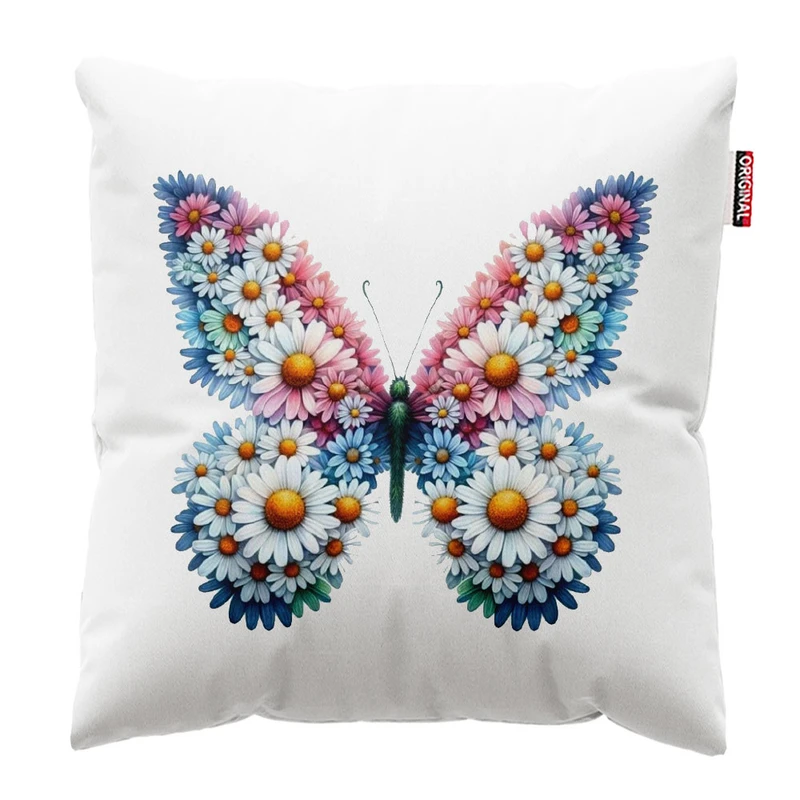 کوسن پاد آفرین طرح پروانه و گل کد 2343 سایز 30*30 سانتی متر