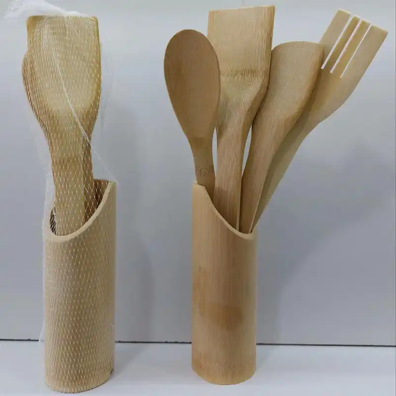 سرویس کفگیر و ملاقه 4 پارچه مدل چوبی 5PG به همراه استند