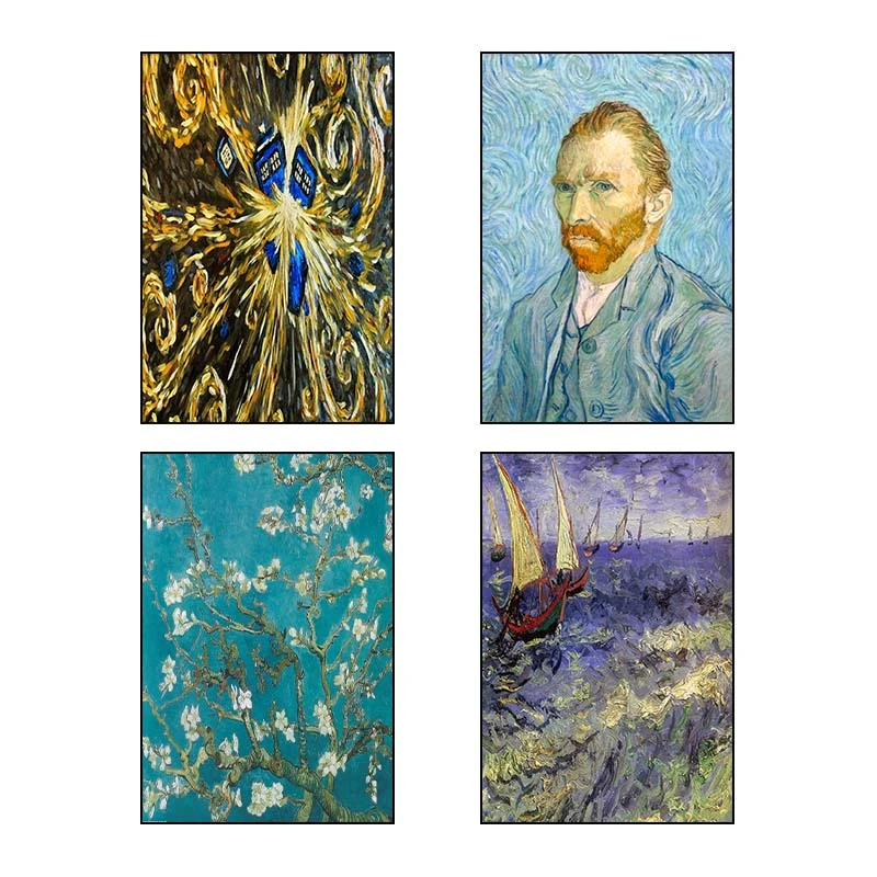 تابلو شاسي کارنيکا طرح نقاشی‌های ون‌گوگ Van Gogh Paintings کد 81231 مجموعه 4 عددی