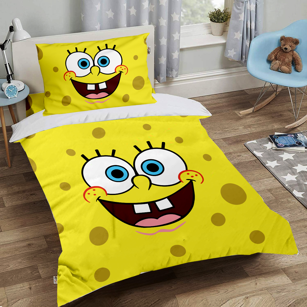 سرویس خواب هزاردستان طرح باب اسفنجی مدل PROT120 یک نفره سه تکه