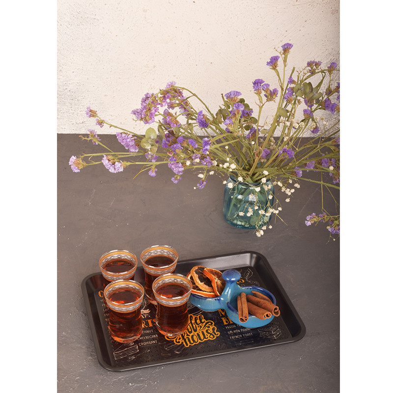 سینی بدون دسته طرح Hot Drinks سایز 26*20 سانتی متر