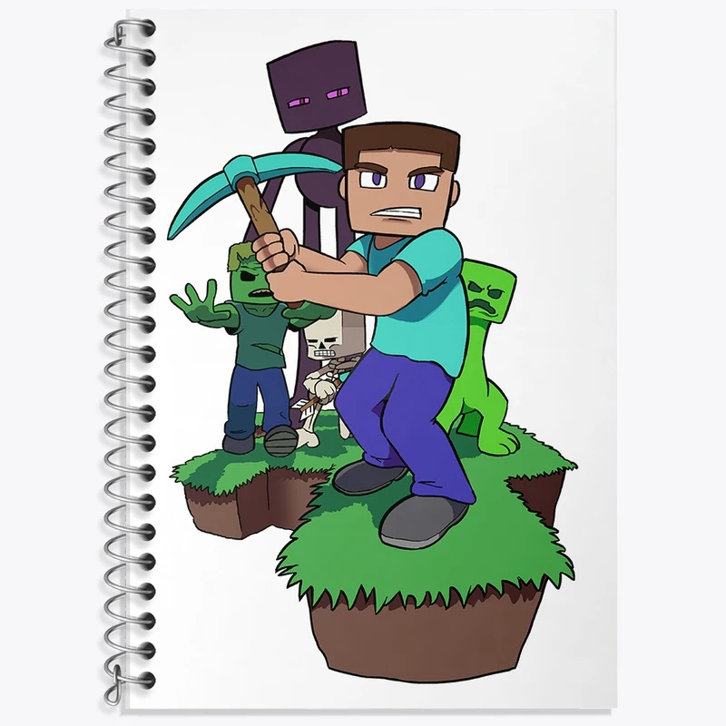 دفتر زبان 50 برگ خندالو مدل دو خط طرح ماینکرافت (Minecraft) کد F2167