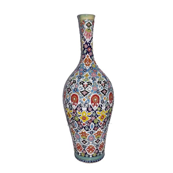 گلدان سفالی مینا کاری صده 21 کد 5486 گلدان سفالی مینا کاری صده 21 کد 5486
