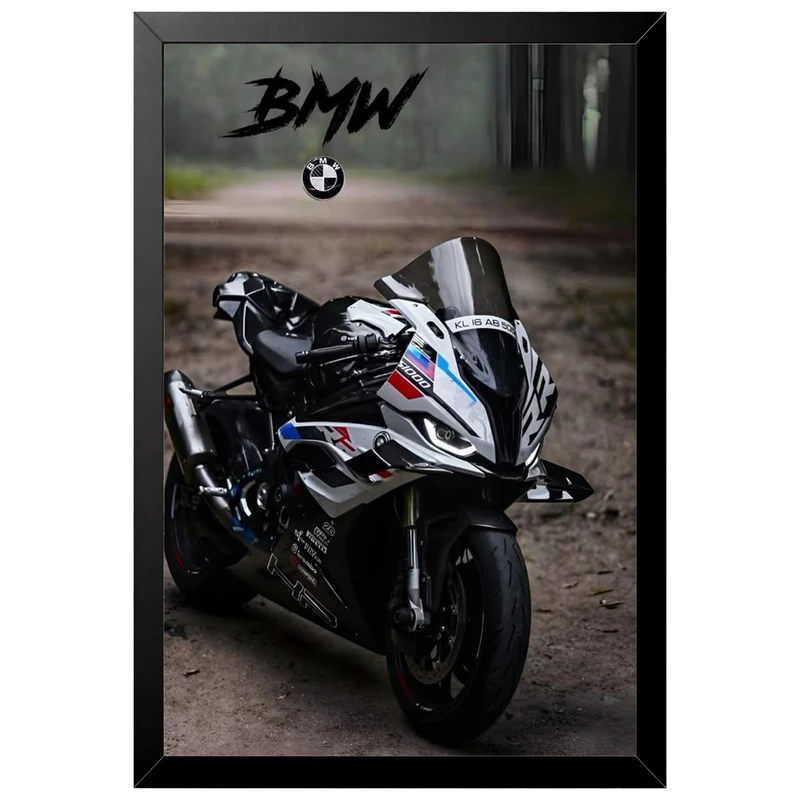 تابلو بکلیت طرح موتور سنگین بی ام و BMW S1000RR مدل B-az1026 فریم مشکی