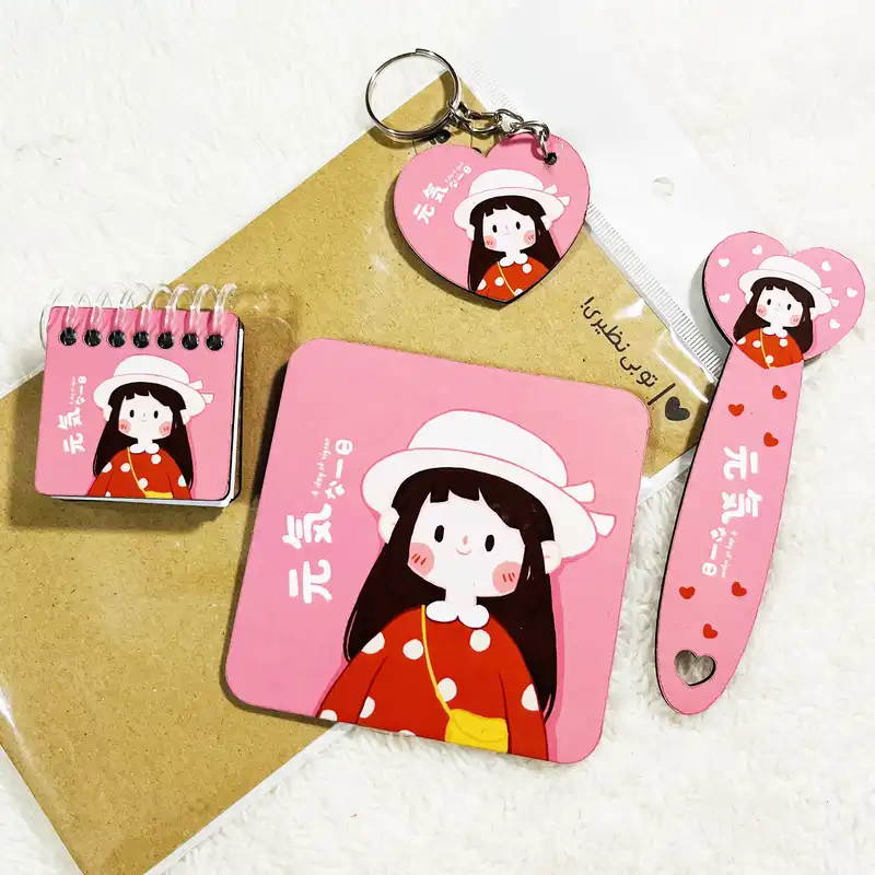 ست لوازم التحریر مدل دختر عروسکی مجموعه 4 عددی