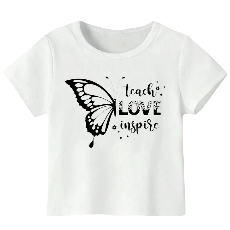 تی‌شرت آستین کوتاه دخترانه مدل W172 طرح پروانه