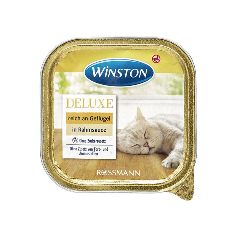 کنسرو گربه وینستون مدل Deluxe Poultry in Cream Sauce وزن 100 گرم