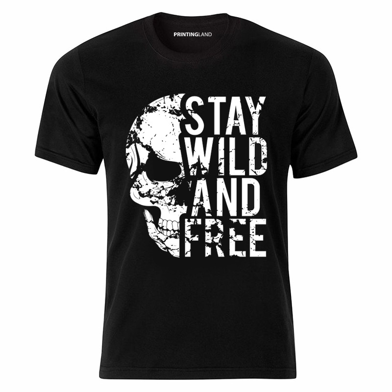 تی شرت آستین کوتاه مردانه مدل پرینتینگ لند طرح STAY WILD کد P134