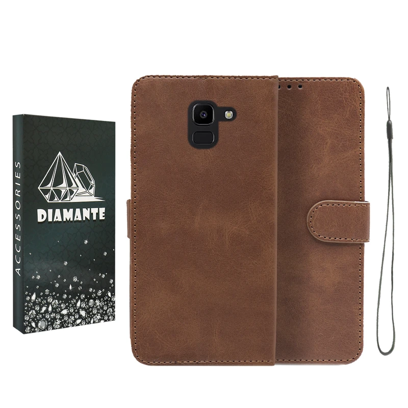 کیف کلاسوری دیامانته مدل Bandaviz Bk مناسب برای گوشی موبایل سامسونگ Galaxy J6 2015 به همراه بند آویز