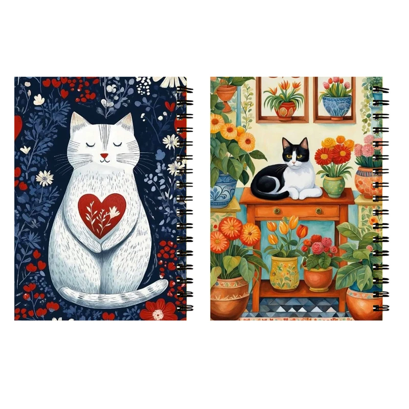 دفتر مشق 60 برگ طرح گربه عاشق کد 482 بسته 2 عددی
