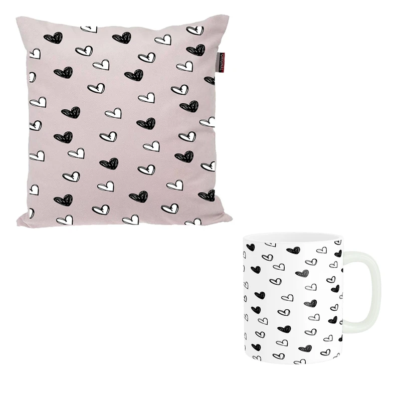 ماگ ناریکو طرح فانتزی مدل ست قلب قلبی کد 04 به همراه کوسن             