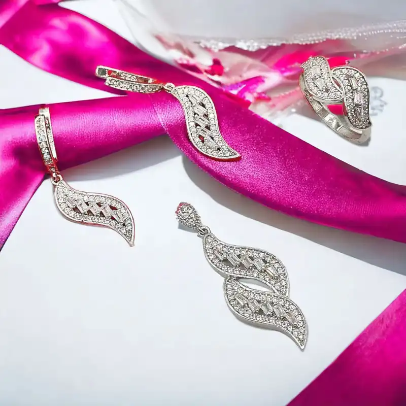 نیم ست نقره زنانه مدل نیم ماه کد 0123