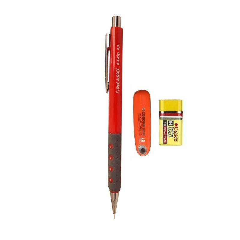 مداد نوکی 0.5 میلی متری پیکاسو مدل x-Grip به همراه نوک مداد نوکی و پاک کن