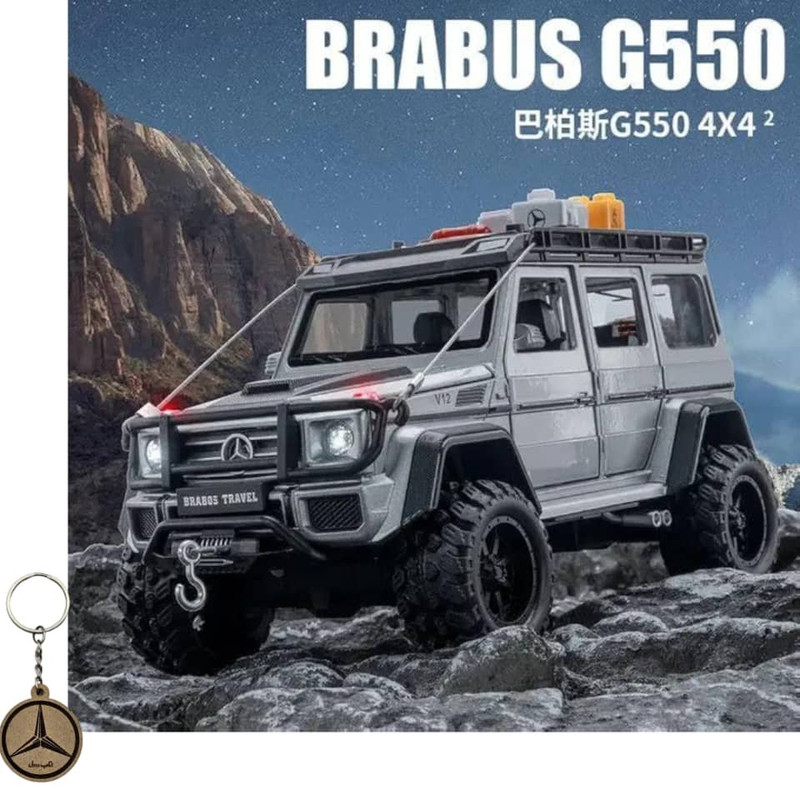 ماکت ماشین ناب سل مدل بنز جی کلاس باراباس فلزی همراه با لوازم آفرود و جاسوییچی MERCEDES BENZ BRABOS G550