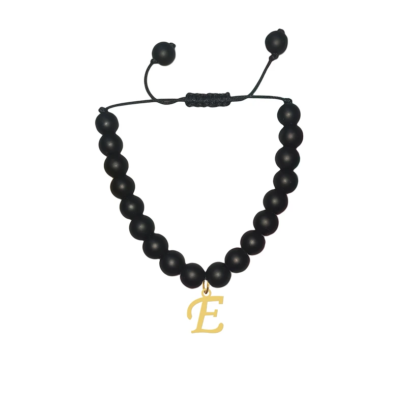 دستبند مهره ای زنانه هایکا مدل حرف E کد bd.h 11