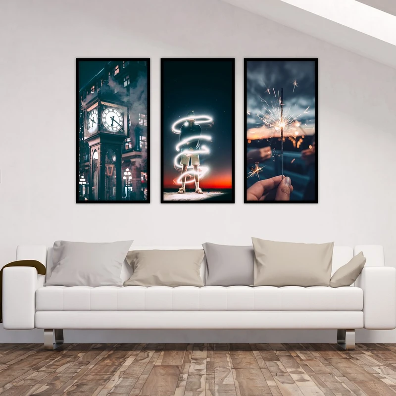 تابلو بکلیت طرح فانتزی ساعت نوری مدل B-540 مجموعه 3 عددی