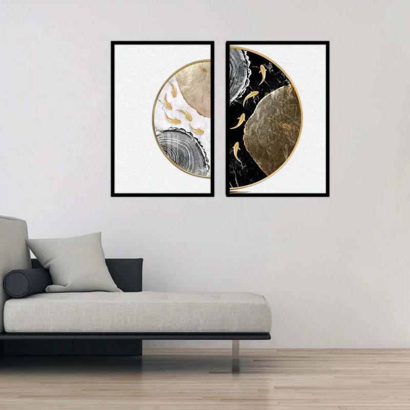 تابلو بکلیت طرح مدرن نیم دایره ماهی مدل B-1849 مجموعه 2 عددی