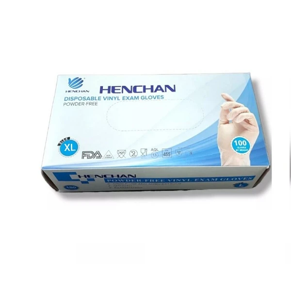 دستکش وینیل هنچان مدل 001 سایز XL بسته 100 عددی