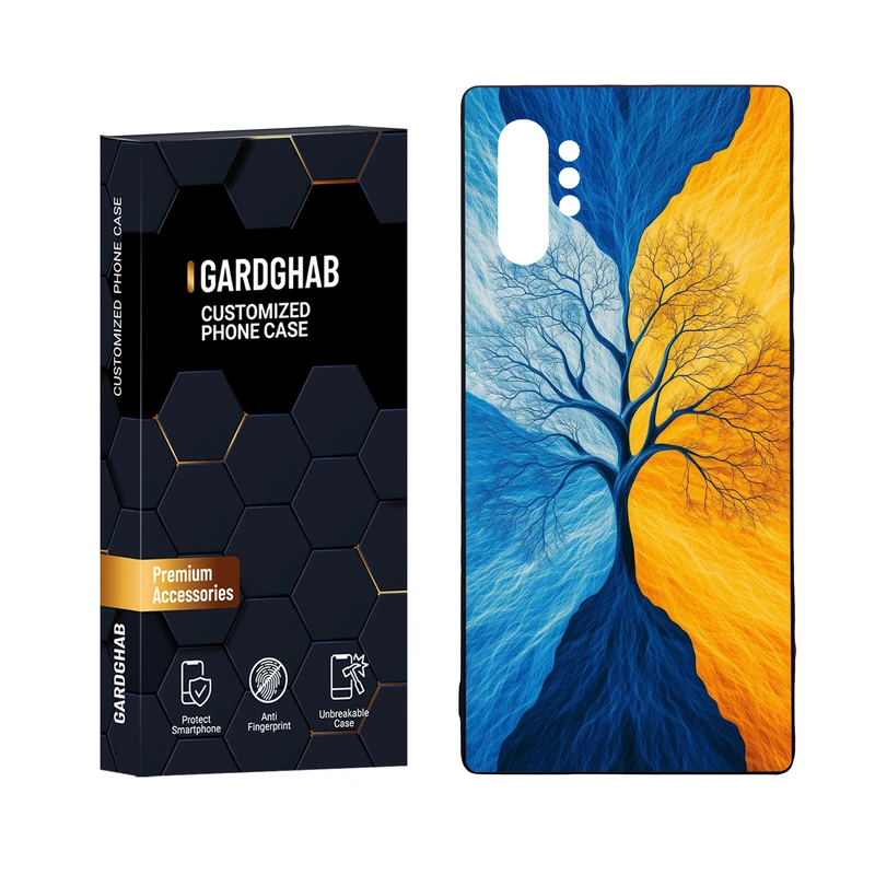 کاور گارد قاب مدل دور ژله ای پشت گلس هنری مناسب برای گوشی موبایل سامسونگ Galaxy Note 10 Plus