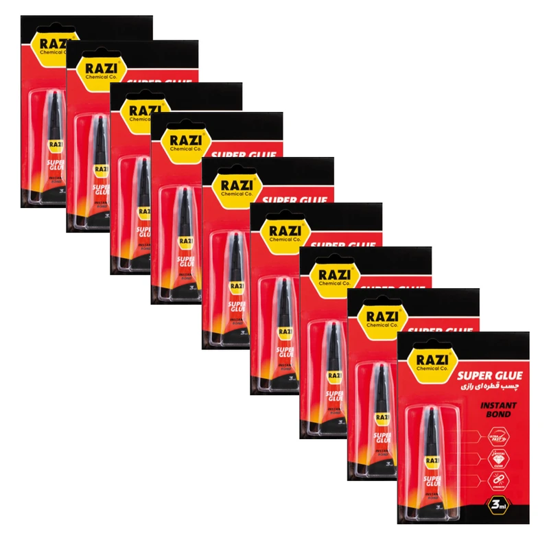  چسب  قطره ای رازی  مدل 109 حجم 3 میلی لیتر بسته  9 عددی