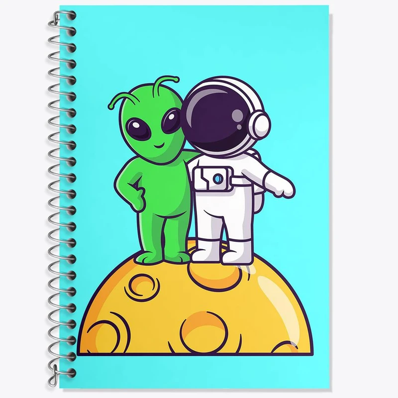 دفتر زبان 50 برگ خندالو مدل سه خط طرح فضانورد کد 25114