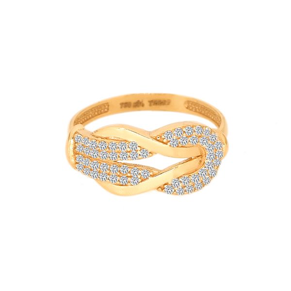 انگشتر طلا 18 عیار زنانه ماوی گالری مدل فرد دوبل ساده و نگینی - - 1