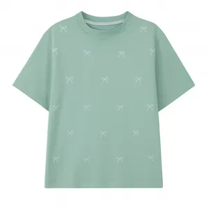 تی‌شرت آستین کوتاه زنانه مدل گل دوزی پاپیون کد A1097-G