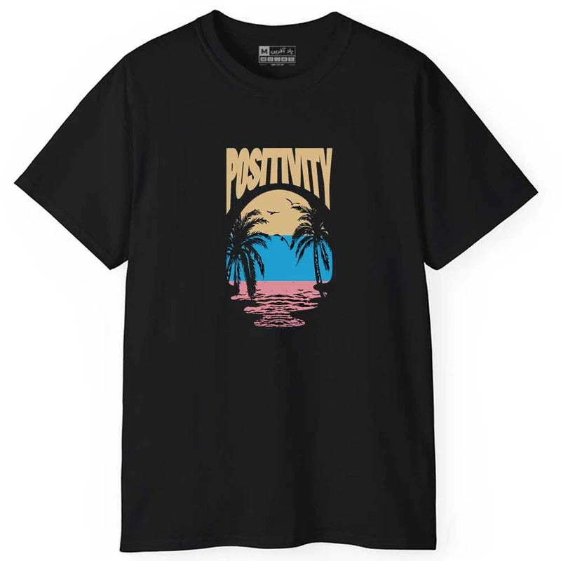 تی شرت آستین کوتاه مردانه پاد آفرین مدل اسپرت طرح ساحلی متن دار کد 0981