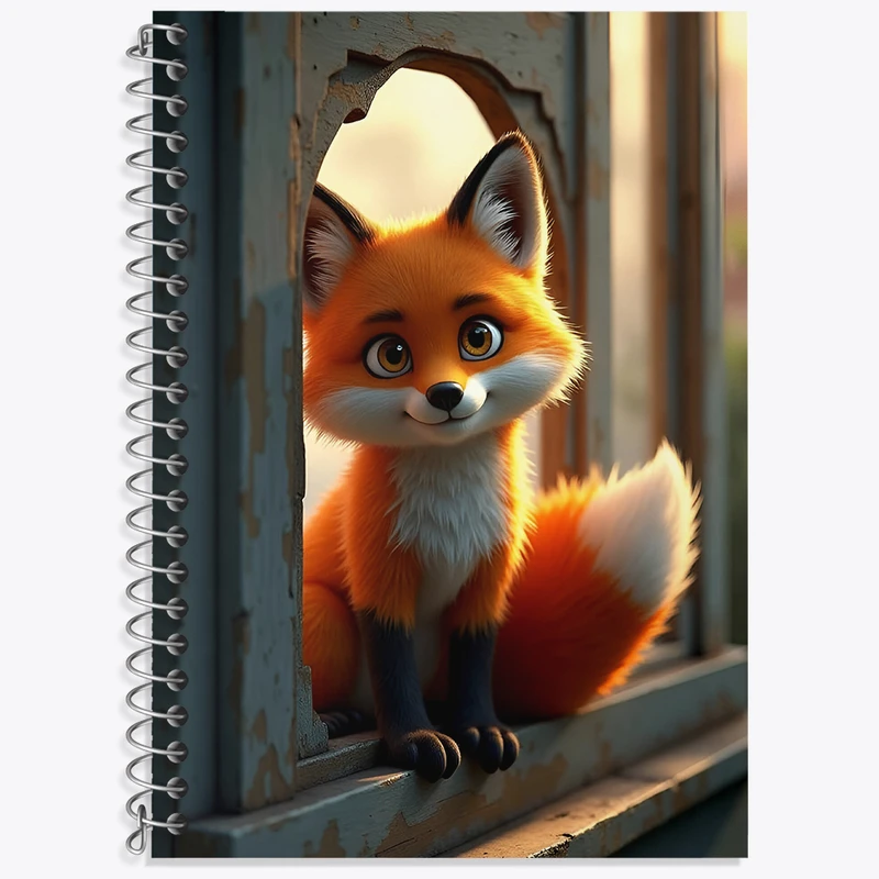 دفتر زبان 50 برگ خندالو مدل دو خط طرح روباه بامزه کد N5352