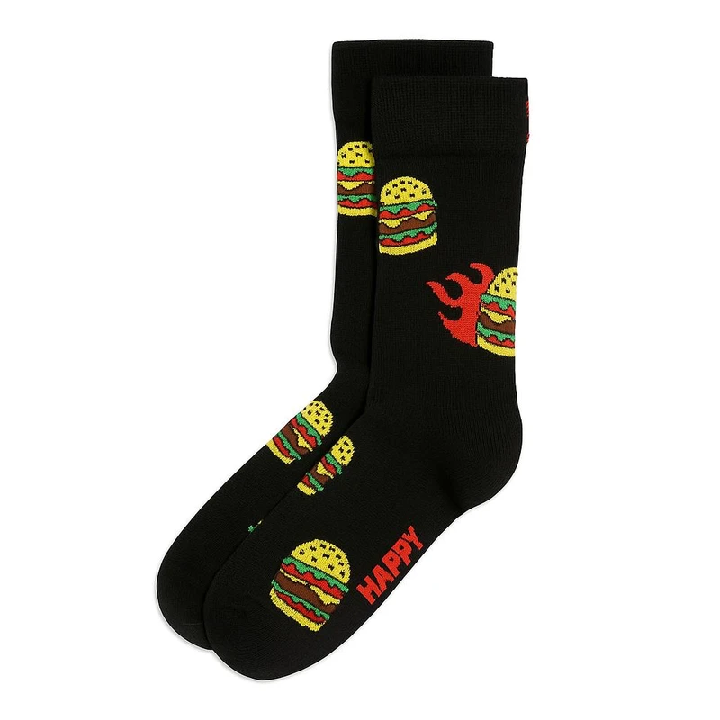 جوراب ساق بلند هپی ساکس مدل Burger Flame